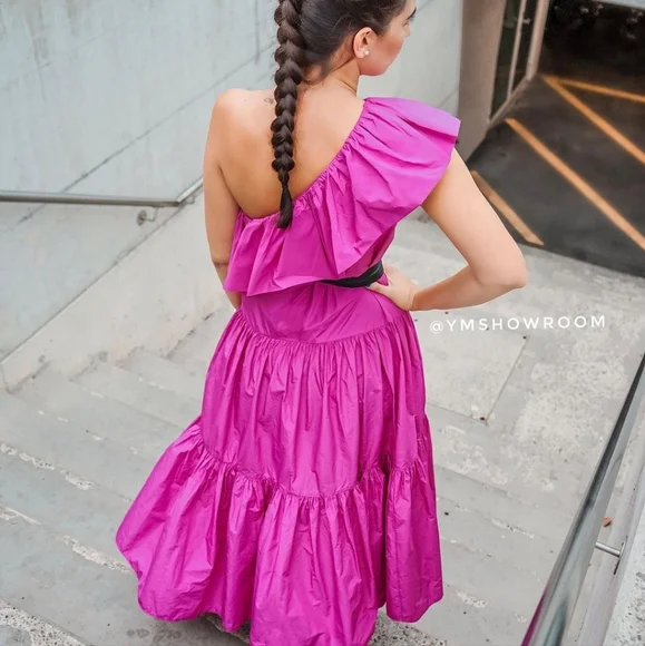 21st birthday dress themes MANGO. Fuchsia pink asymmetrical jumpsuit. TL – Hibuy market